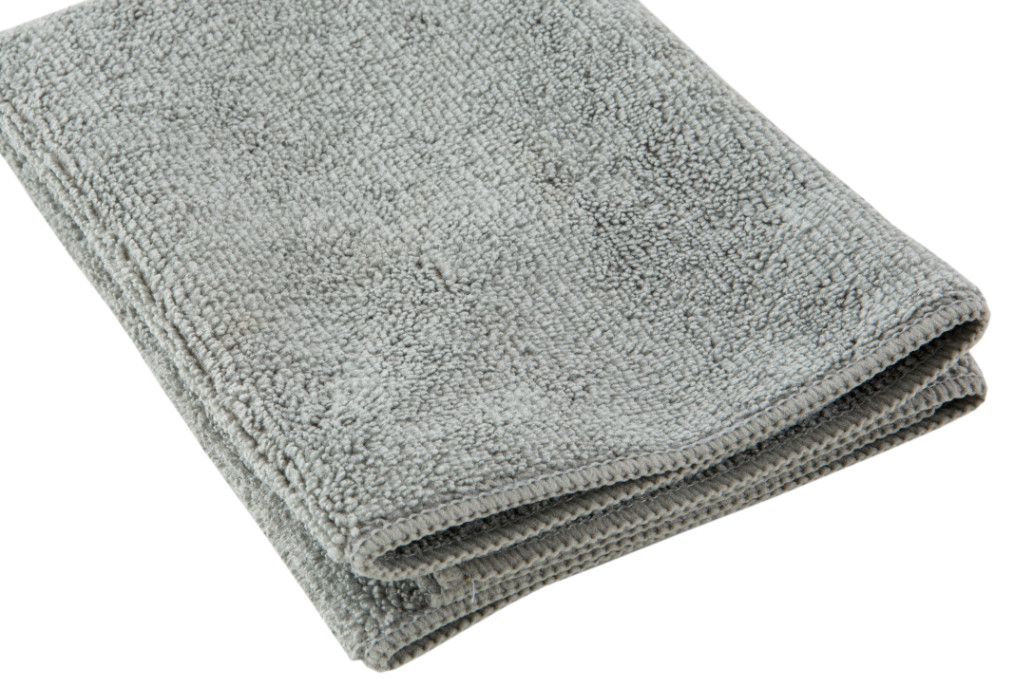 Close-up of a grey microfibre cloth