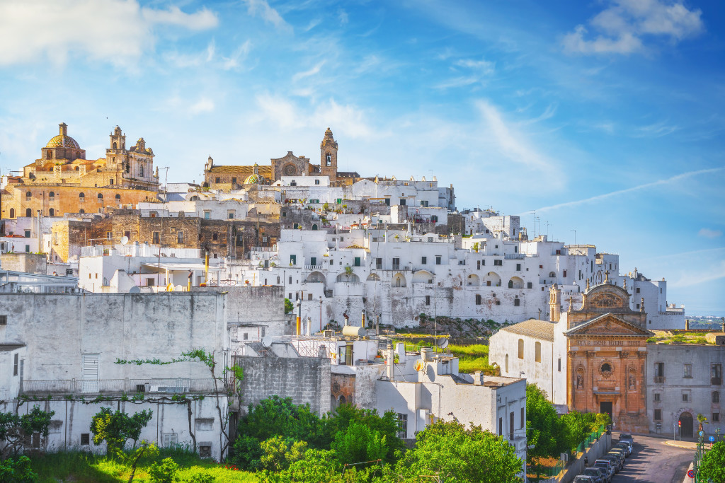 ostuni white town skyline, brindisi, apulia, italy.