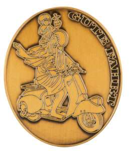 Christophorus Plakette altgold